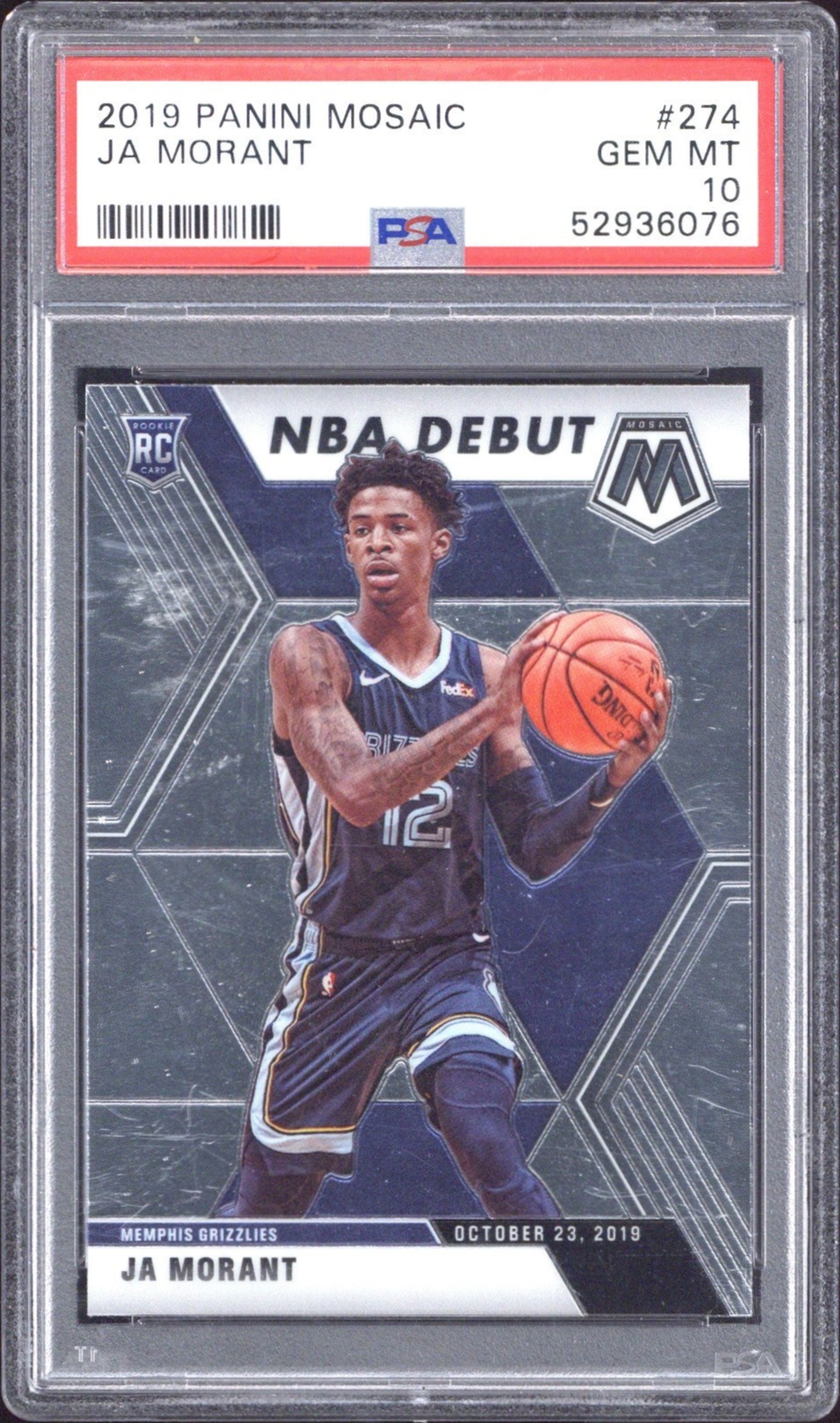 2019 Ja Morant - Basketball Panini Mosaic PSA 10 GEM MINT